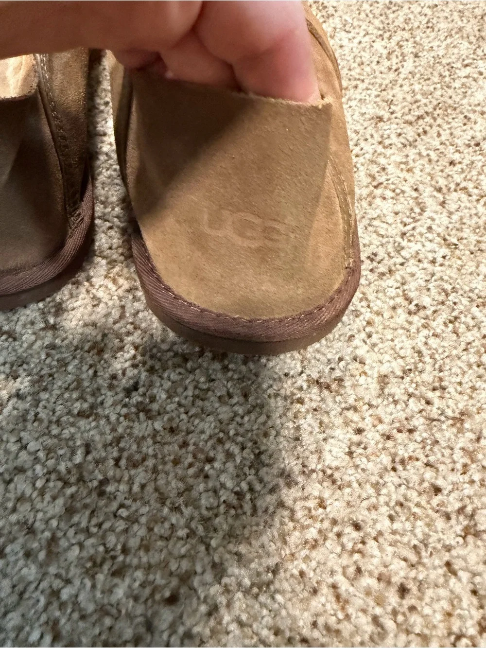 UGG Cooke Men 9 Chestnut Suede Slip On Slippers Loafers 1013485 Collapsible Heel